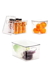 Clear Lidded 3-Piece Bin Set