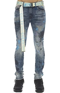 Punk Super Skinny Stretch Jeans with Web Belt