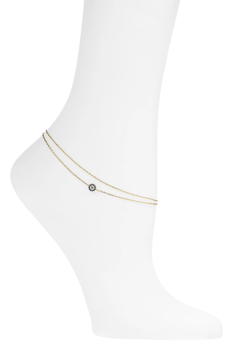 Cubic Zirconia Flower Chain Anklet