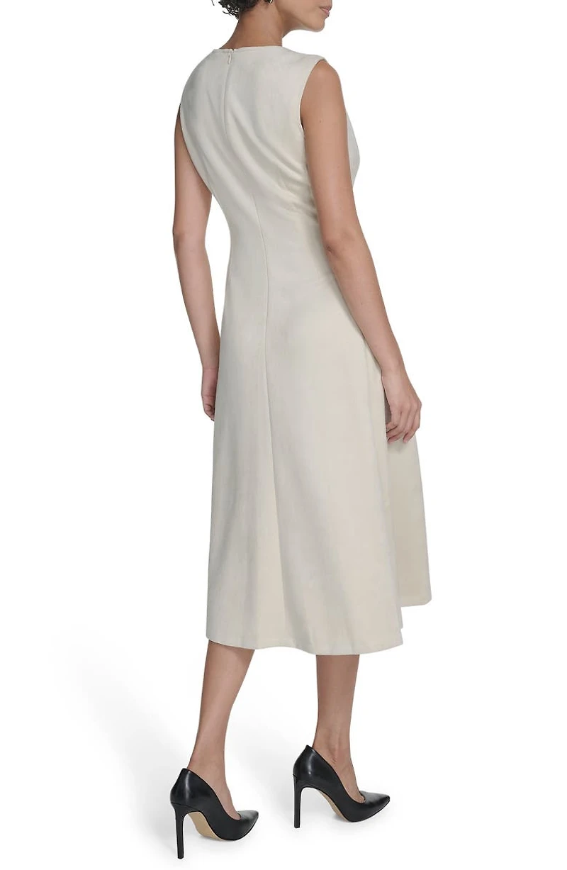 Faux Suede Midi A-Line Dress