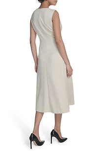 Faux Suede Midi A-Line Dress