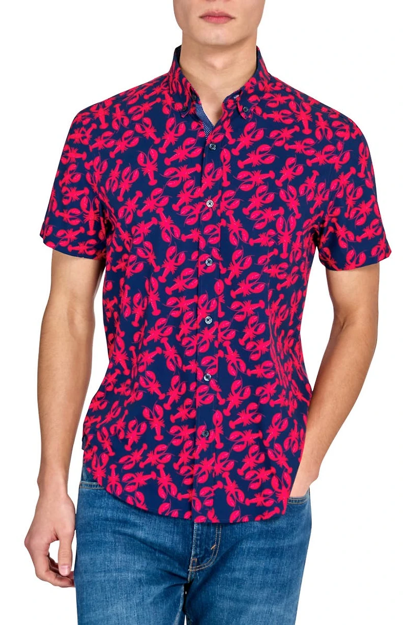 Lobster Short Sleeve Woven Button Down Shirt