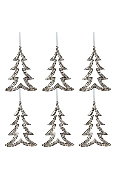 Set of 6 Cast Aluminum Christmas Tree Ornaments