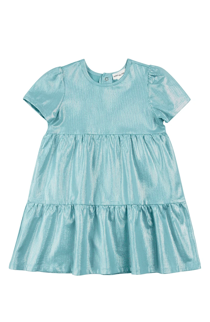 Kids' Cotton Lamé Tiered Party Dress