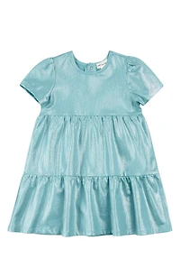 Kids' Cotton Lamé Tiered Party Dress