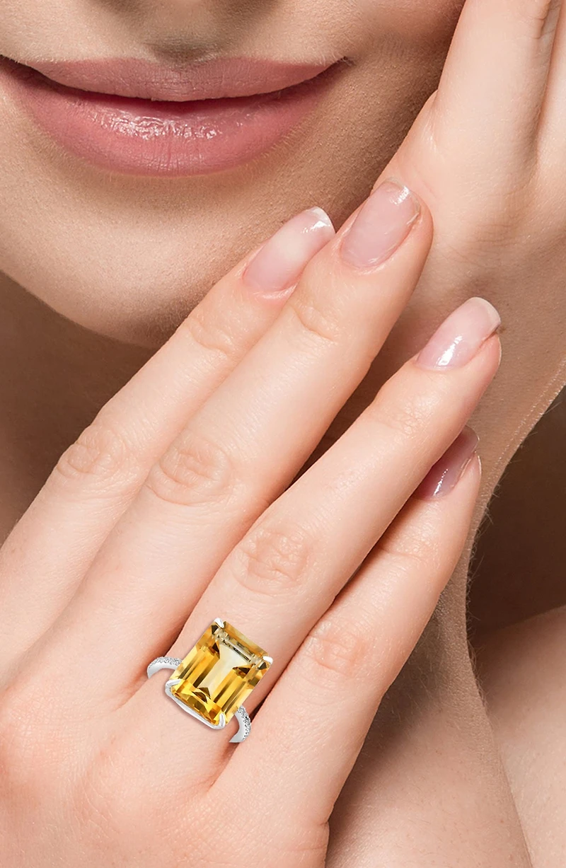 White Sapphire & Citrine Ring