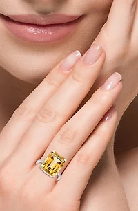 White Sapphire & Citrine Ring