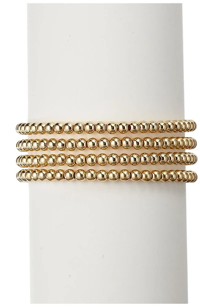 18K Gold Plated Beaded Stretch Ball Bracelet Set