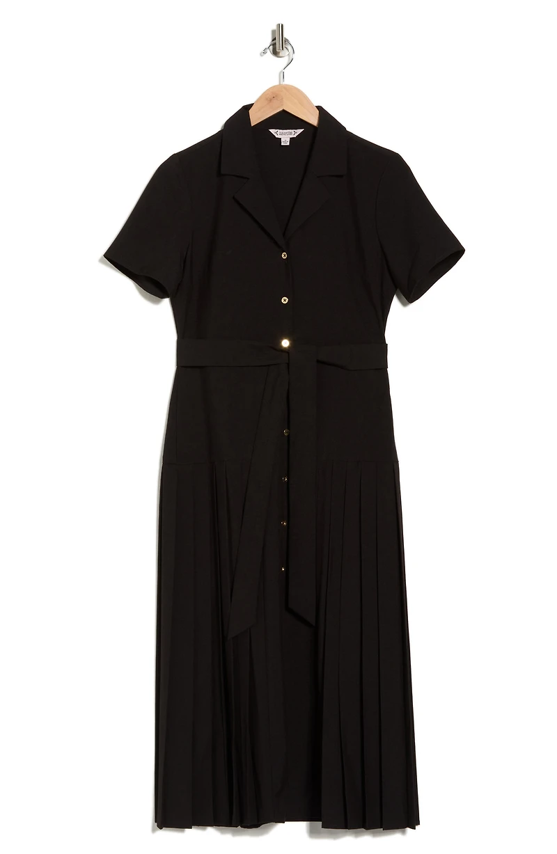 Pleated A-Line Shirtdress
