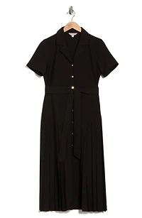 Pleated A-Line Shirtdress