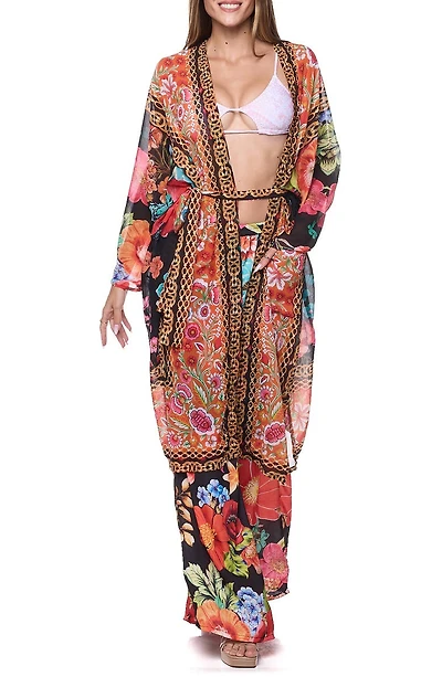 Tie Waist Longline Cover-Up Cape