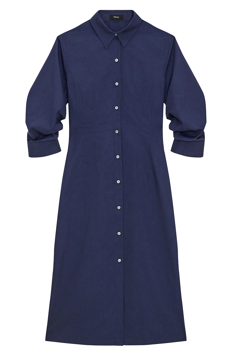 Fixed Sleeve Poplin Midi Dress