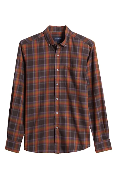Lightweight Plaid Flannel Button-Down Shirt