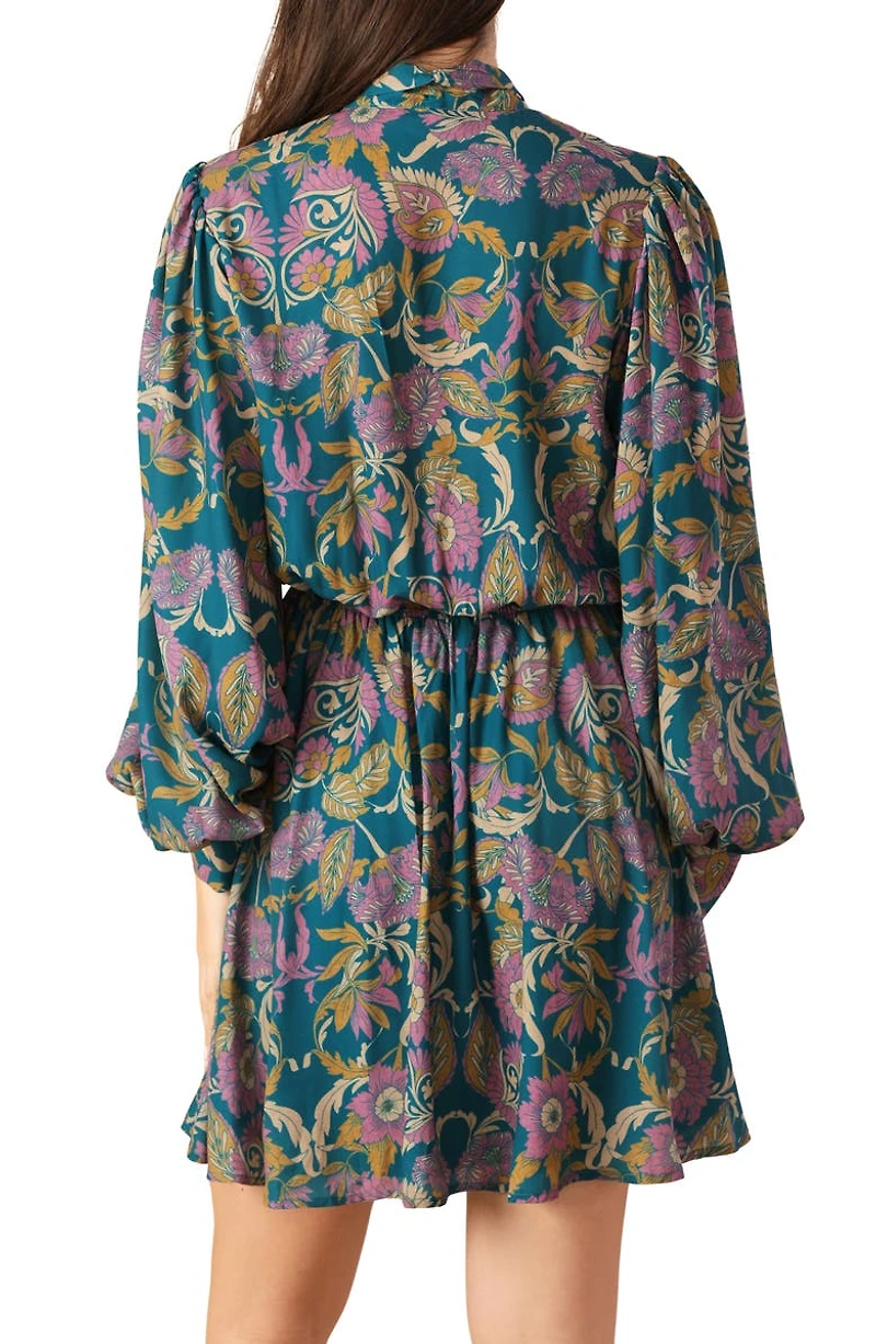 Tie Neck Long Sleeve Minidress