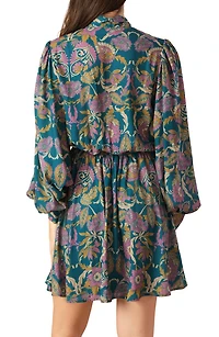 Tie Neck Long Sleeve Minidress