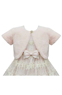 Kids' Flower Embroidered Dress & Faux Fur Bolero Jacket