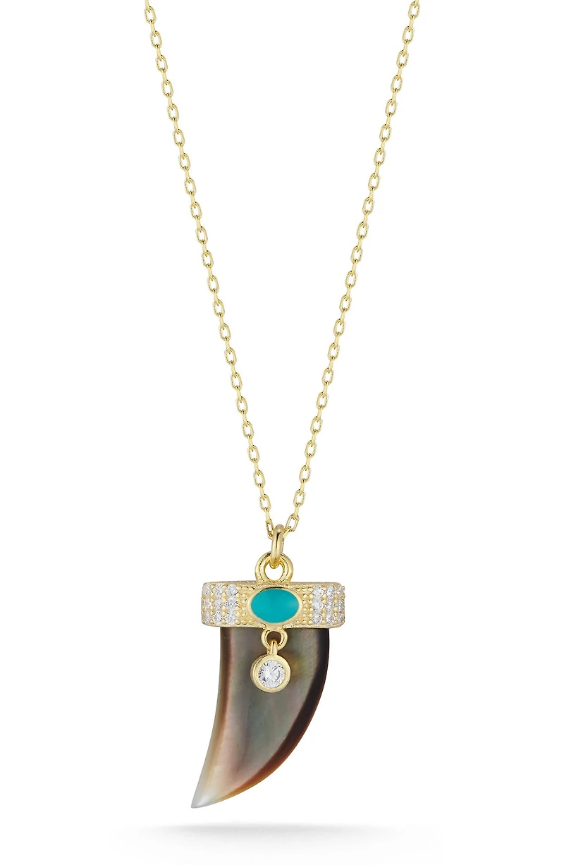 Pavé CZ Horn Pendant Necklace