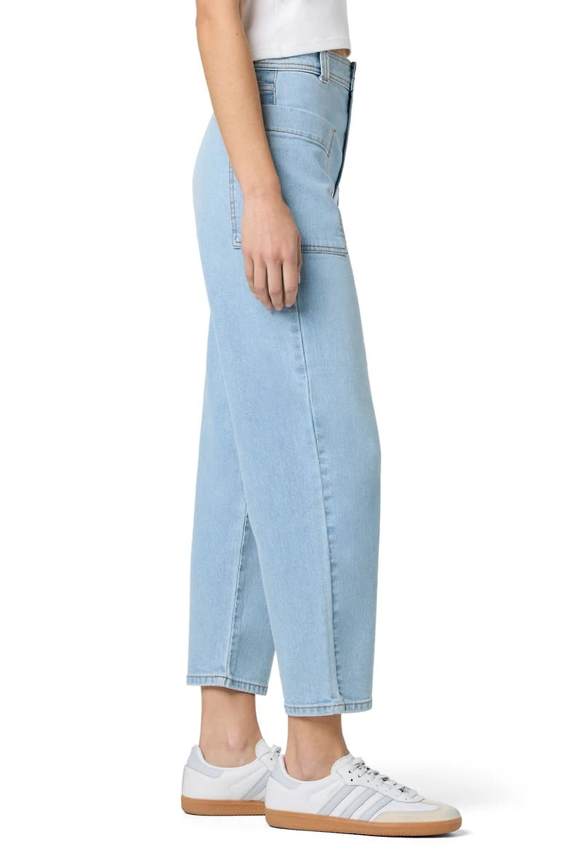 Patch Pocket High Waist Ankle Barrel Leg Jeans