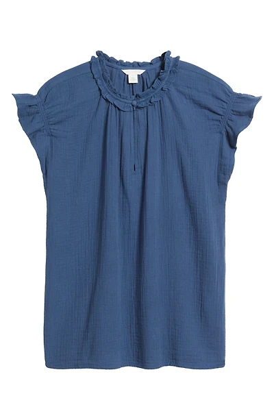 Ruffle Cotton Gauze Top