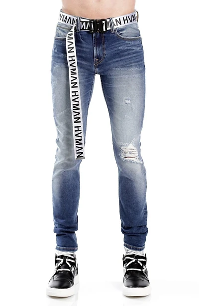 Belted Stretch Skinny Jeans