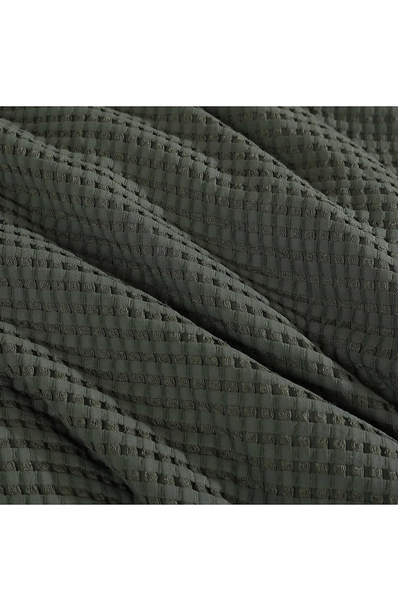 Solid Waffle Knit Duvet Cover & Sham Set