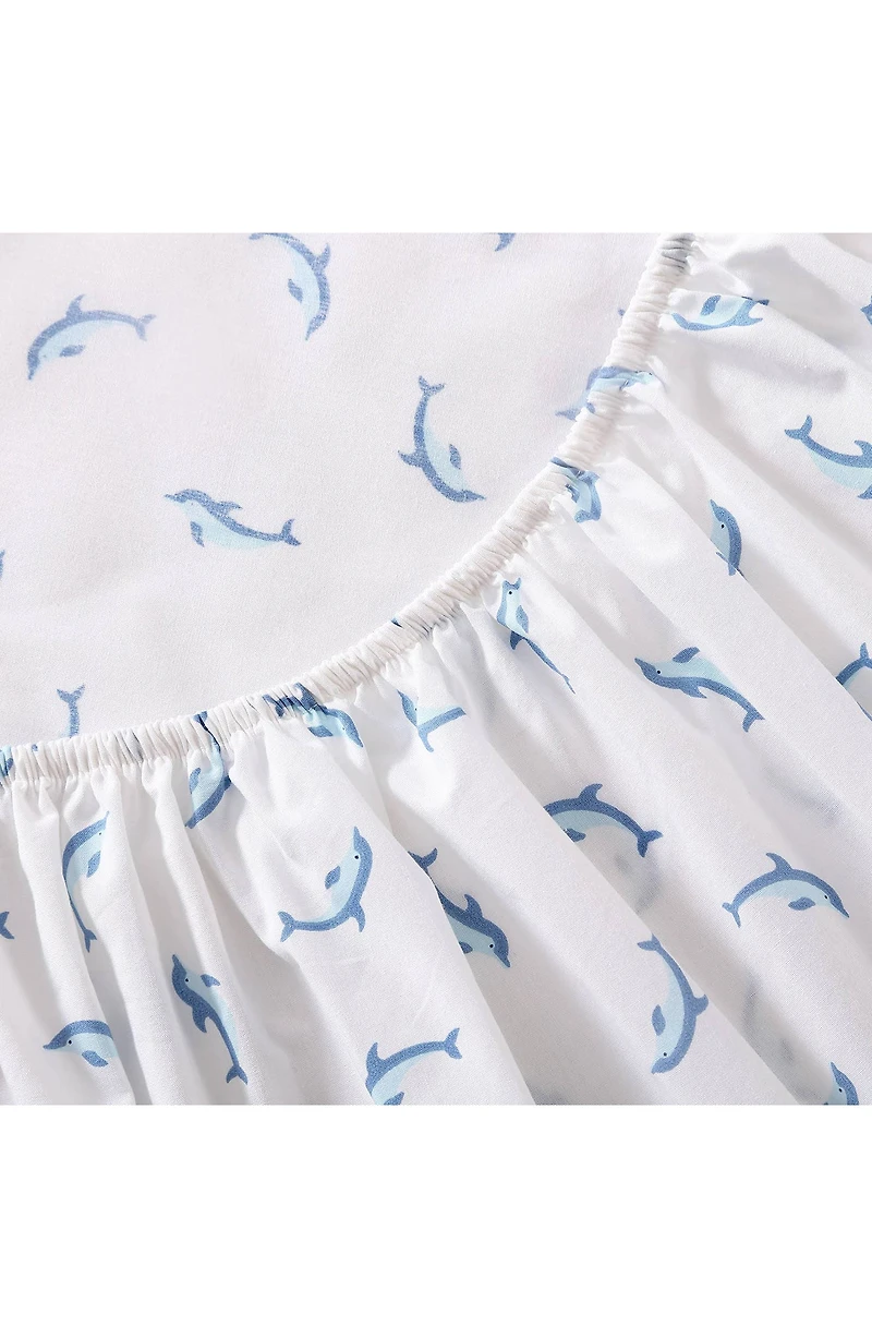 Dolphin Print 200 Thread Count Cotton Percale Sheet Set