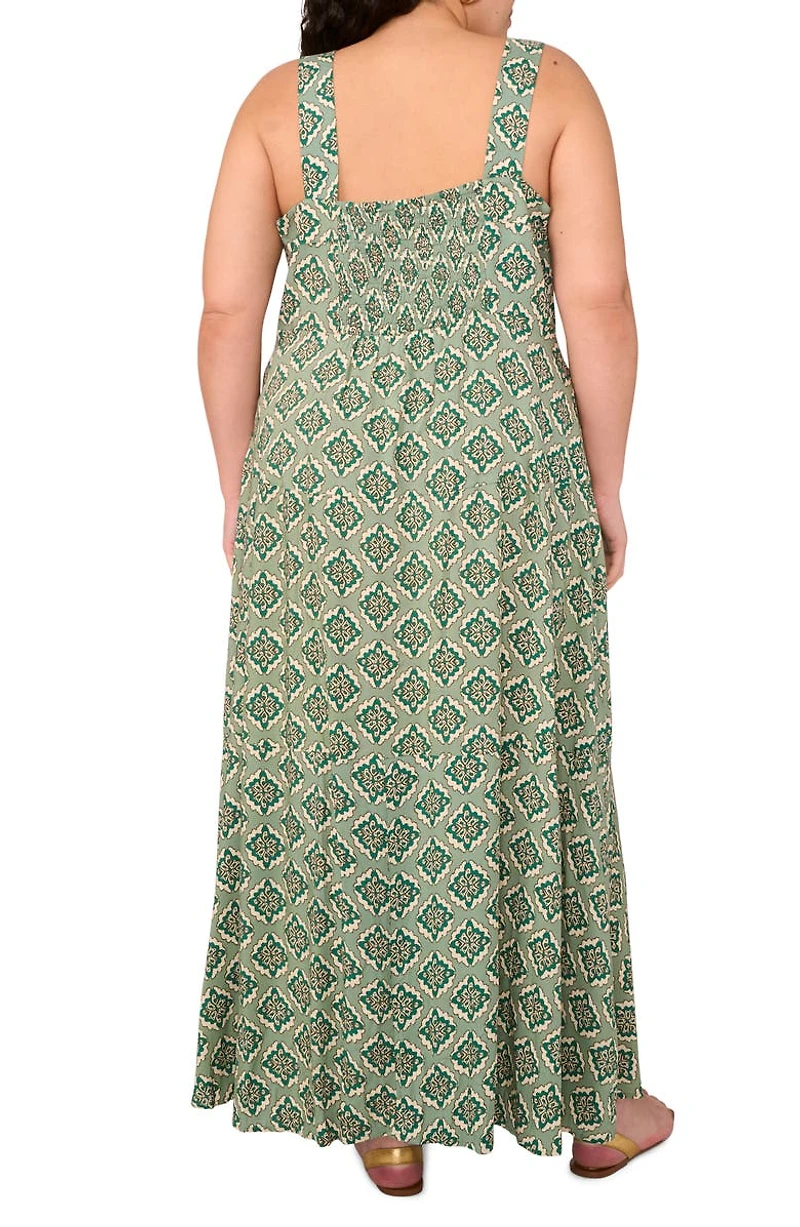 Medallion Print Wide Strap Maxi Dress
