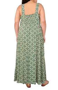 Medallion Print Wide Strap Maxi Dress