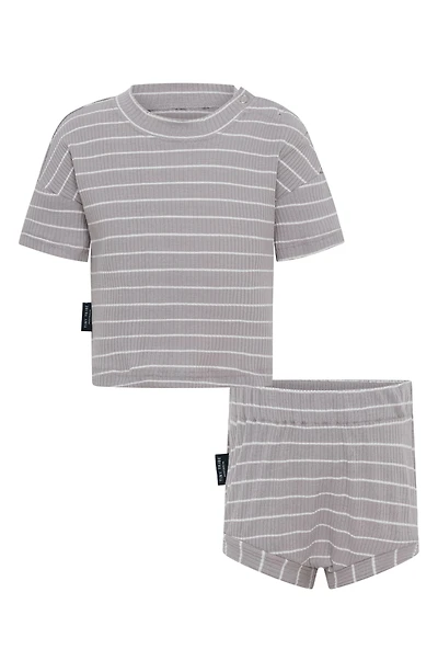 Stripe Rib T-Shirt & Shorts Set