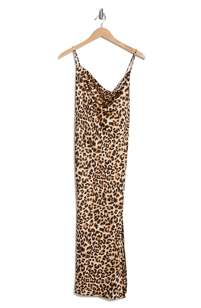 Leopard Satin Midi Slipdress