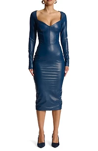 Down to the Corset Long Sleeve Faux Leather Dress