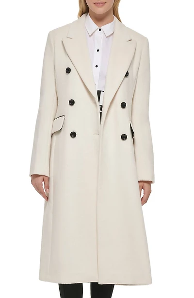 Wool Blend Double Breasted Coat