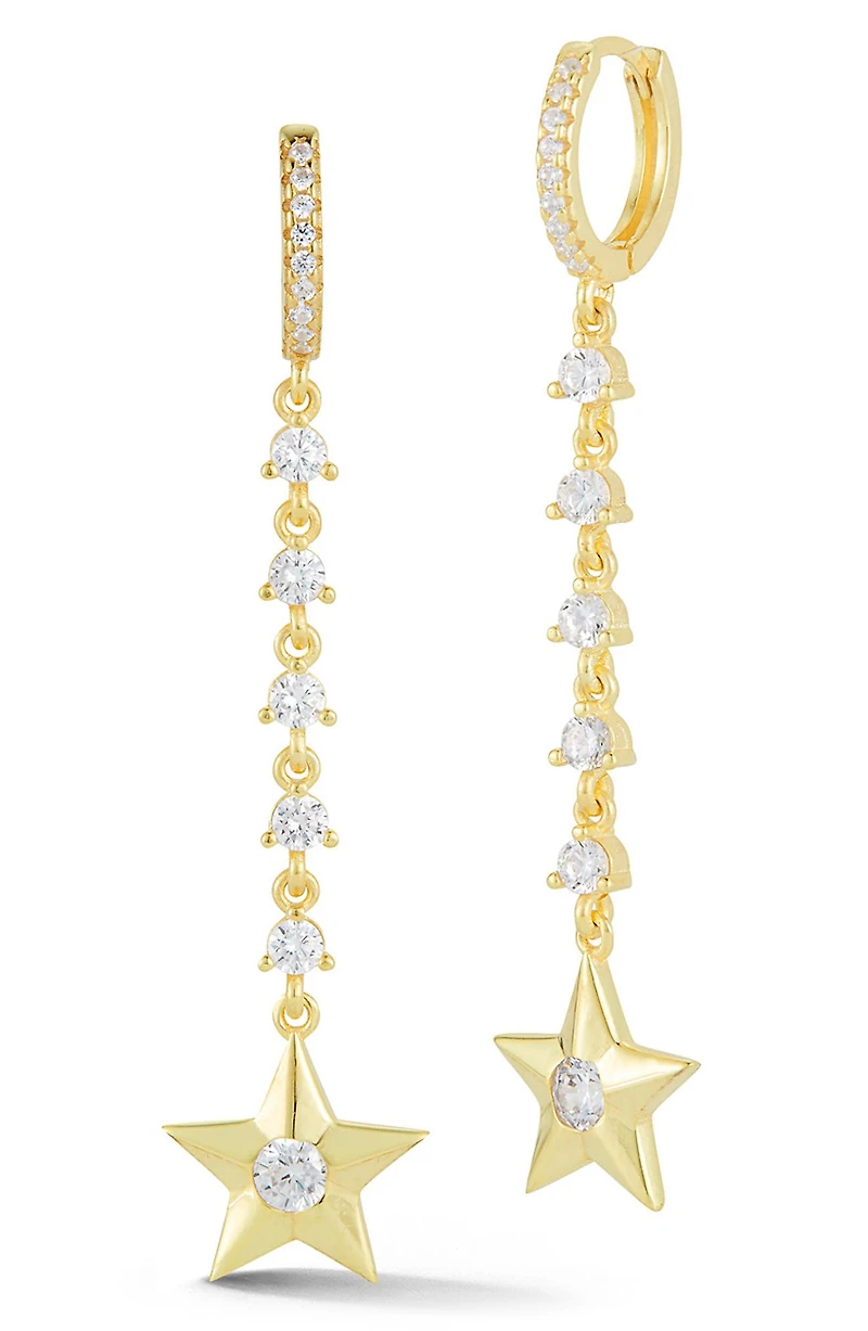 Cubic Zirconia Star Drop Earrings