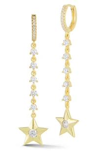 Cubic Zirconia Star Drop Earrings