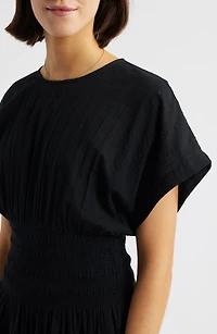 Stripe Smocked Waist Seersucker Dress