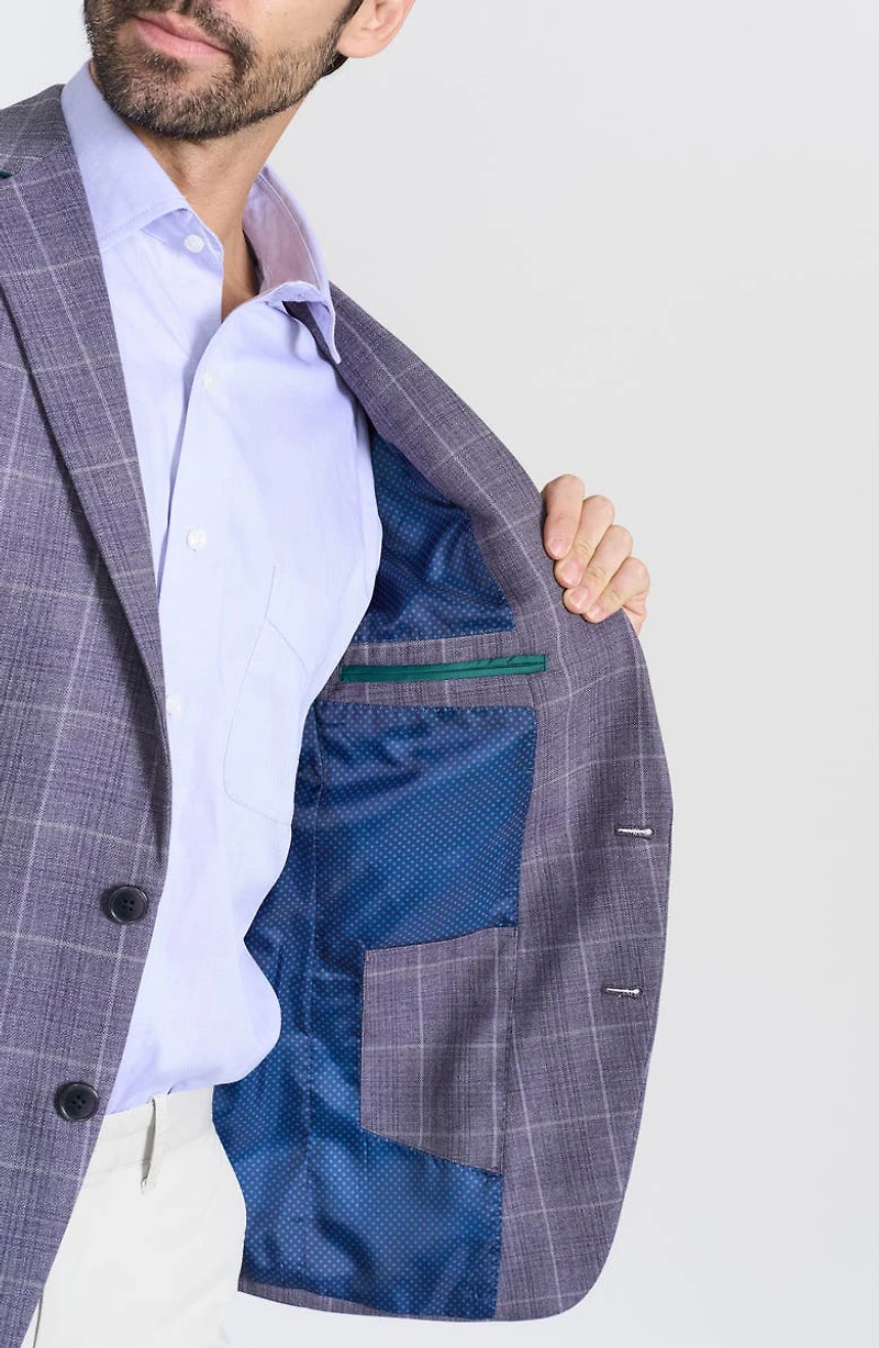 Lavender Plaid Wool Blend Sport Coat
