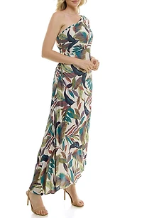 Pleated One-Shoulder Dress