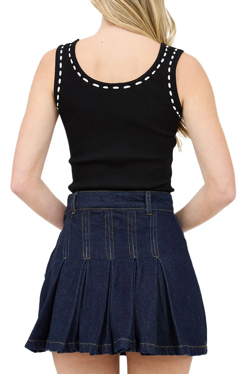 Stitch Trim Ribbed Tank