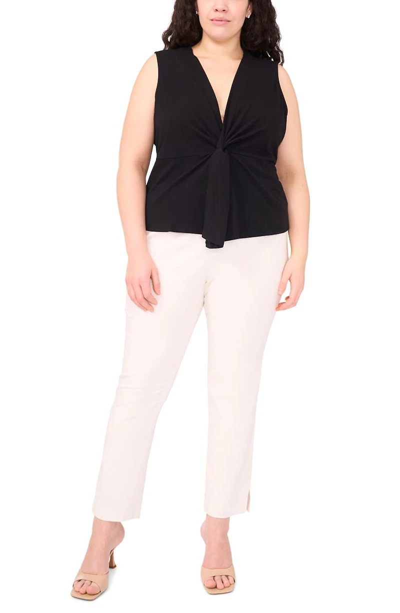 Twist Front Sleeveless Cotton Knit Top