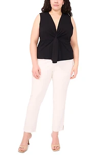 Twist Front Sleeveless Cotton Knit Top