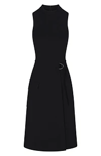 Belted Sleeveless Ponte Cargo Dress