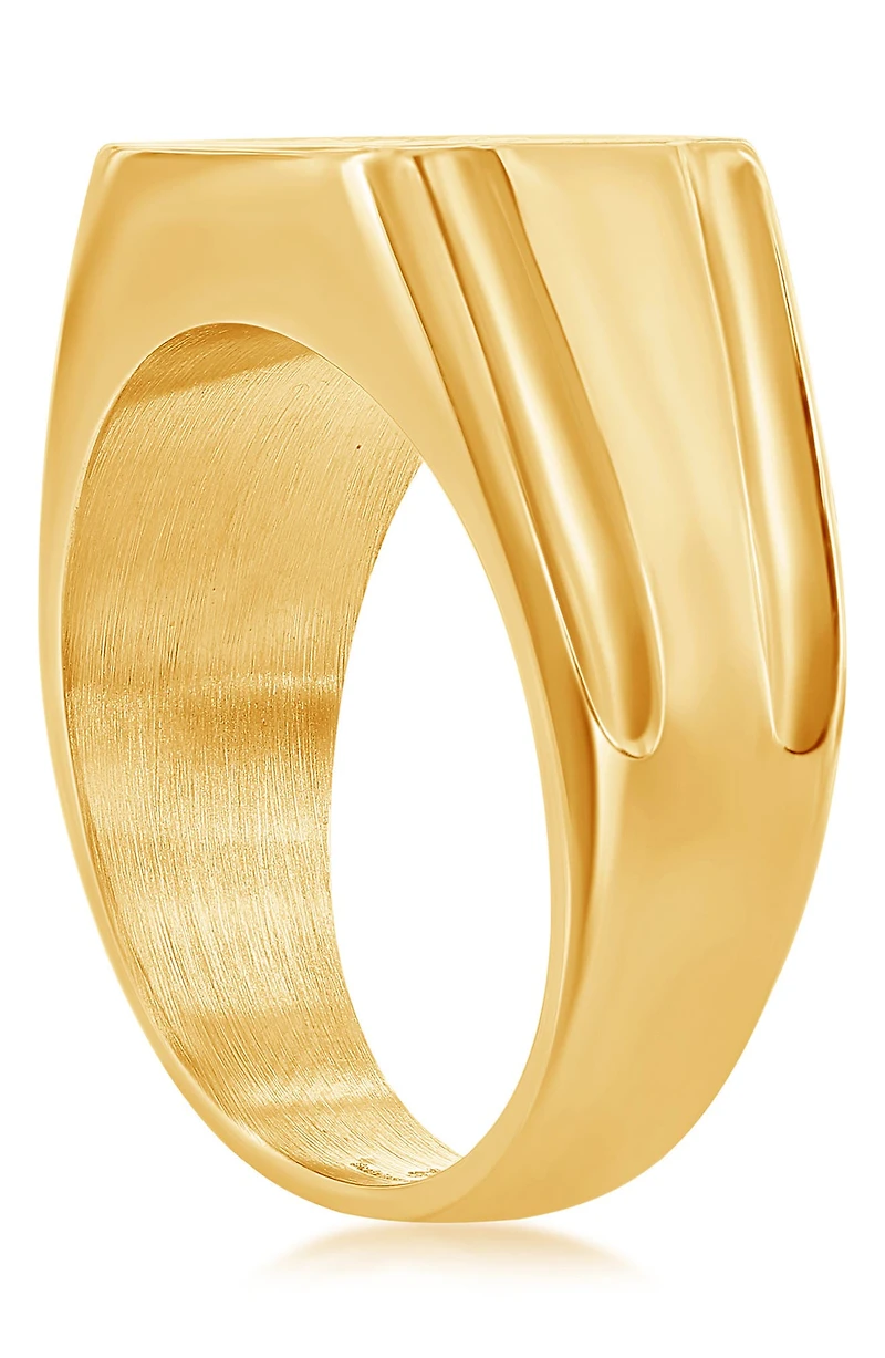 Men's Stainless Steel Pavé CZ Square Ring