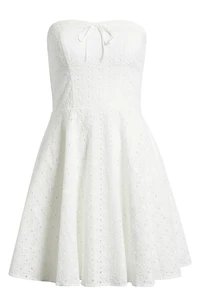 Eyelet Strapless Cotton Fit & Flare Sundress