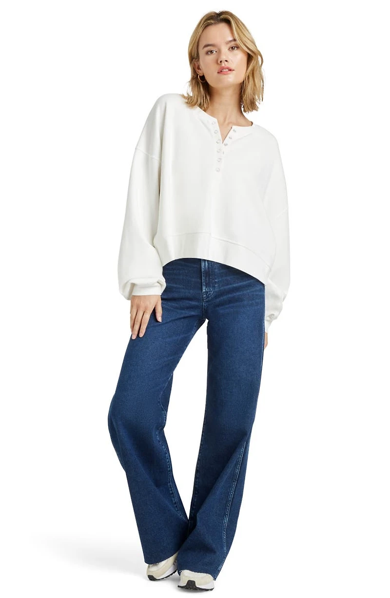 Henley Balloon Sleeve Sweatshirt