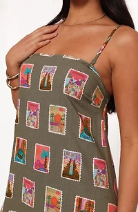 Aoife Postcard Print Maxi Dress
