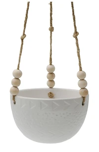 Matte White Caveman Ceramic Hanging Planter