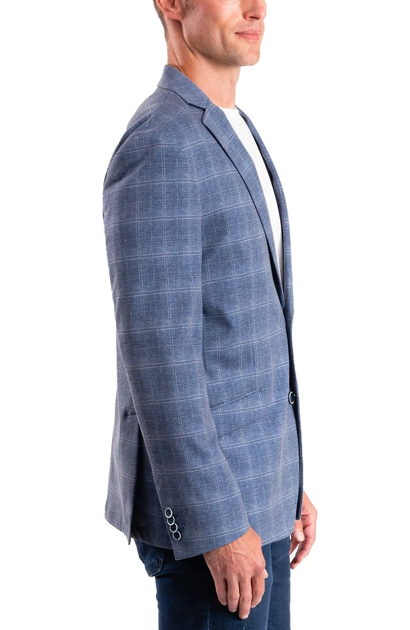 Blue Plaid Knit Sport Coat