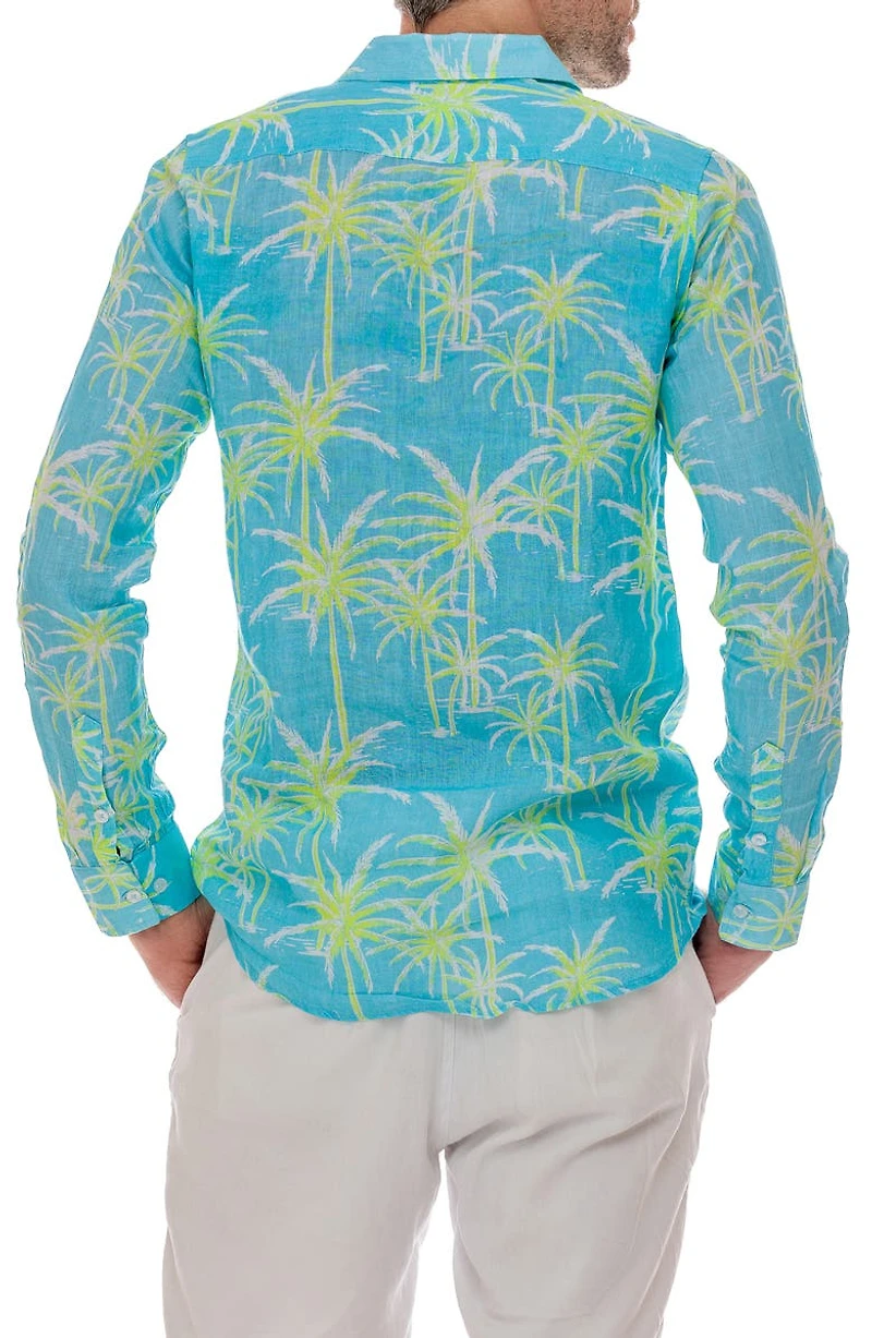 Palm Linen Button-Up Shirt
