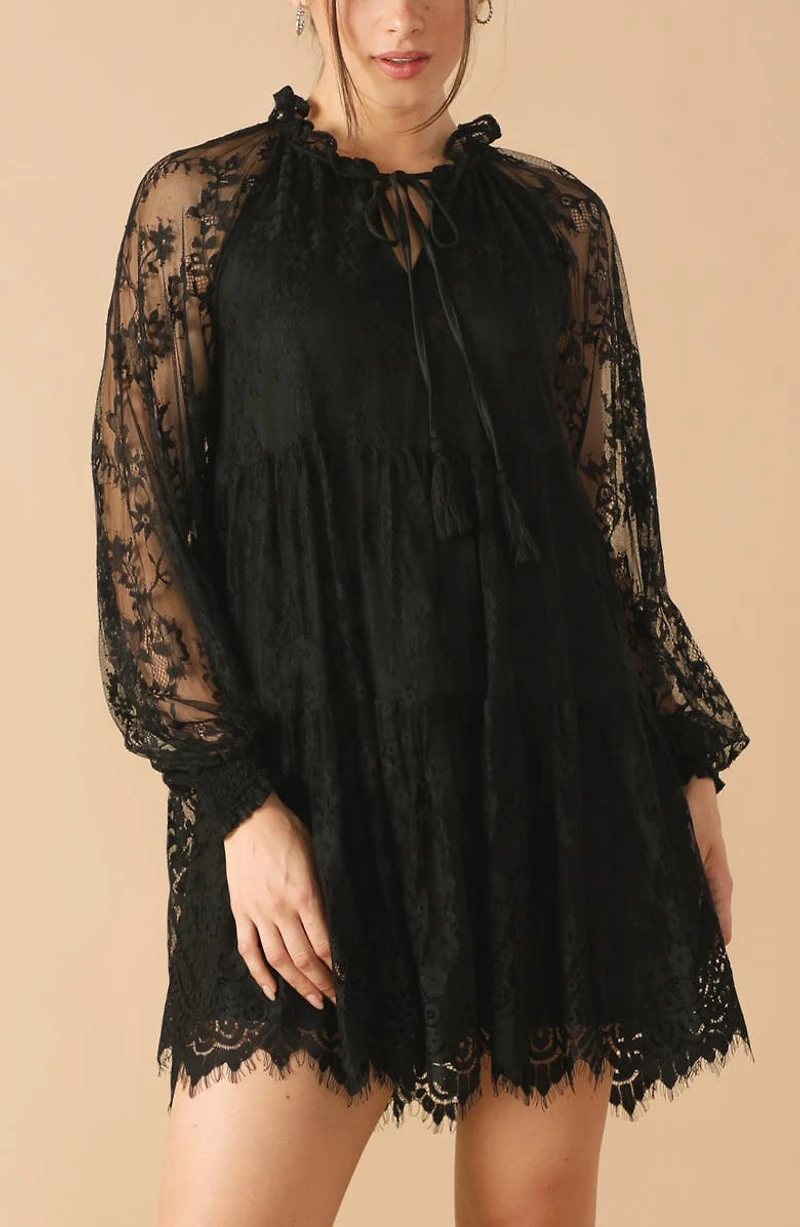 Long Sleeve Lace Minidress