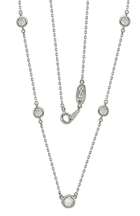 Sterling Silver White Topaz 5-Stone Station Necklace